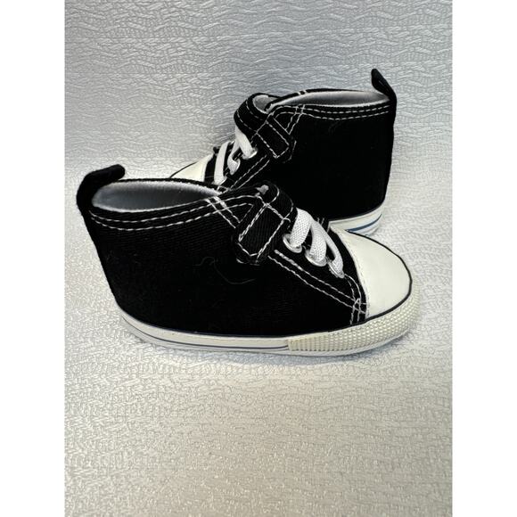 Baby Baby Black High-top hook and loop Sneakers Boys sz 2 - Picture 2 of 6